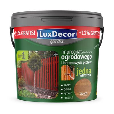 Impregnat do drewna ogrodowego i betonowych płotów orzech 4,5 l + 11% GRATIS Luxdecor