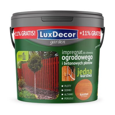 Impregnat do drewna ogrodowego i betonowych płotów kasztan 4,5 l + 11% GRATIS LuxDecor