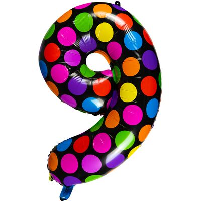 Balon foliowy w kropki cyfra 9