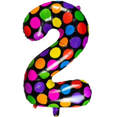 Balon foliowy w kropki cyfra 2