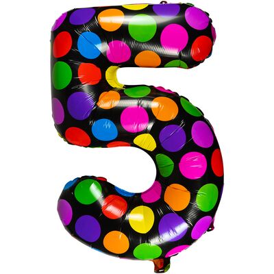 Balon foliowy w kropki cyfra 5