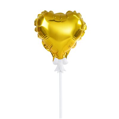 Balon foliowy na patyczku serce złoty