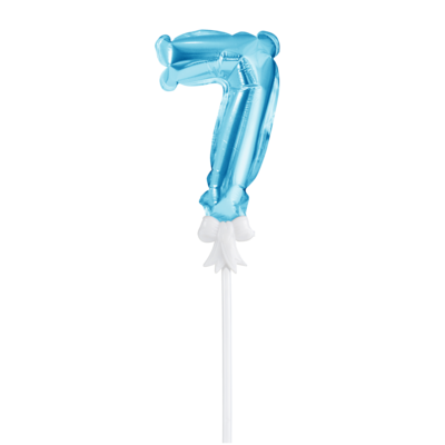 Balon foliowy na patyczku cyfra 7 niebieski