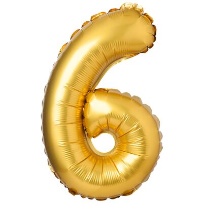 Balon foliowy cyfra 6 matowy złoty