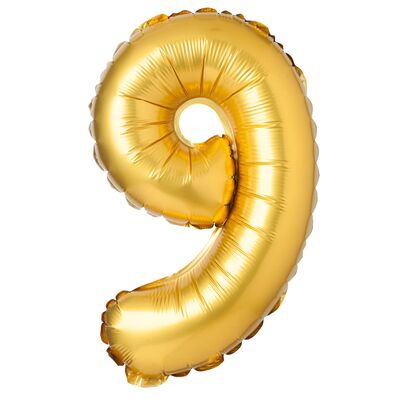 Balon foliowy cyfra 9 matowy złoty