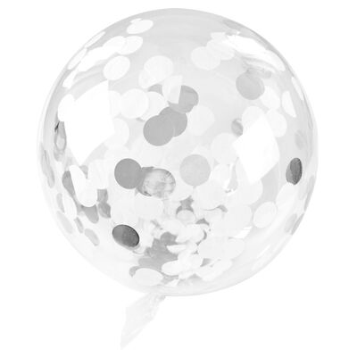 Balon transparentny z konfetti Celebrate! srebrny