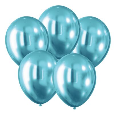 Balon efekt chromu niebieski 5 sztuk