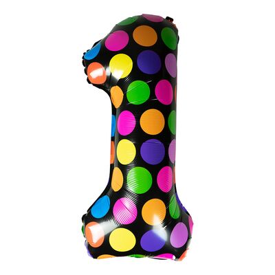 Balon foliowy w kropki cyfra 1