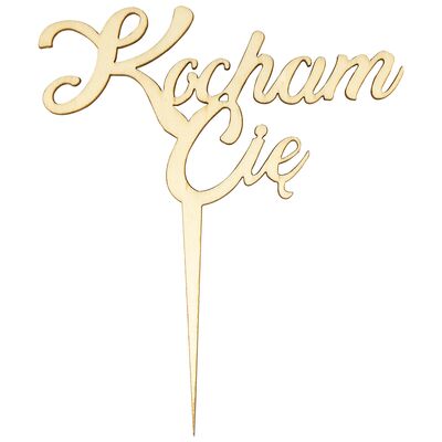 Dekoracja na tort piker drewniany Kocham Cię