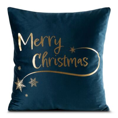 Poszewka świąteczna Joy 45 x 45 cm Merry Christmas granatowo-złoty