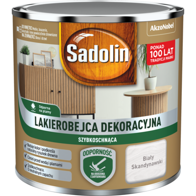 Lakierobejca Dekoracyjna szybkoschnąca biały skandynawski 0,2 l Sadolin