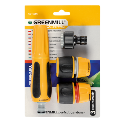Zestaw złączek na wąż 1/2” + dysza zraszająca GREENMILL