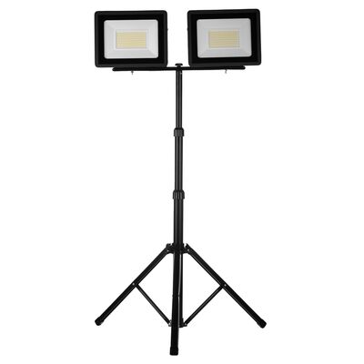 Naświetlacz LED 2 x 100 W slim z czarnym statywem 6400 K