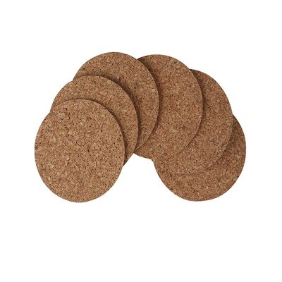 Komplet 6 podkładek okrągłych 10 cm korek naturalny