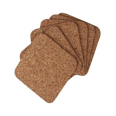 Komplet 6 podkładek kwadratowych 10 cm x 10 cm korek naturalny