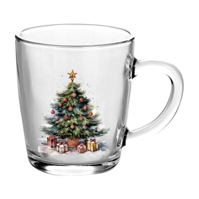 Kubek szklany z dekorem Choinka 350 ml