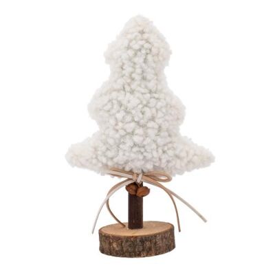 Figurka drewniana Choinka Boucle 13,5 x 7 x 24 cm biały