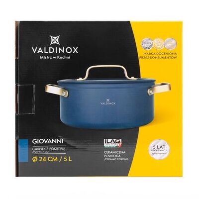 Garnek Giovanni z pokrywą szklaną 24 cm 5 l Valdinox