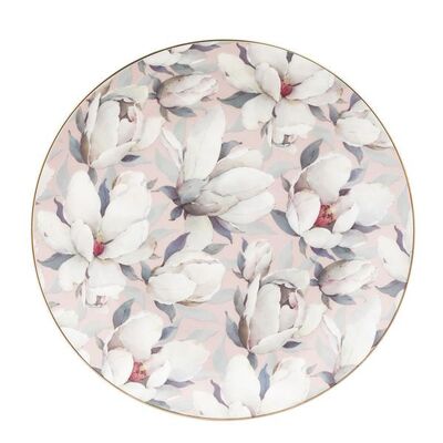 Talerz deserowy porcelanowy 20 cm w magnolie różowy