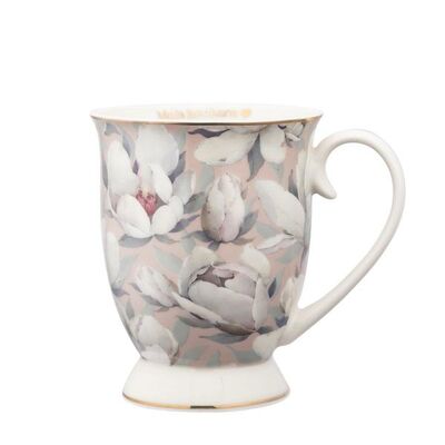 Kubek porcelanowy na stopce 320 ml w magnolie pudrowy różowy