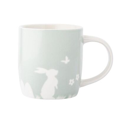 Kubek porcelanowy szeroki 360 ml zajączek z motylem zielony