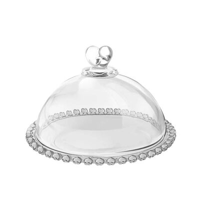 Patera szklana z kloszem Love 19,5 cm