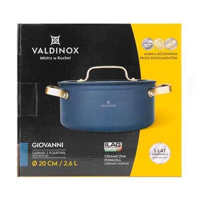 Garnek aluminiowy Giovanni z porywą szklaną 20 cm 2,6 l Valdinox