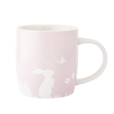 Kubek porcelanowy z dekoracją Zajączek 360 ml różowy