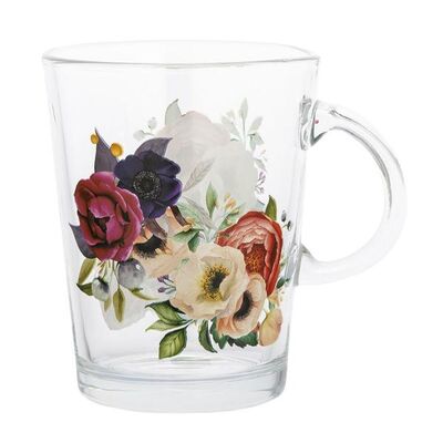 Kubek szklany Atena dekorowany kwiaty 420 ml