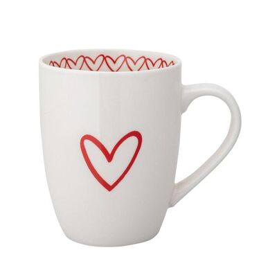 Kubek porcelanowy walentynkowy 340 ml kremowo-czerwony