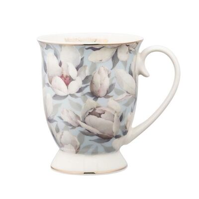 Kubek porcelanowy Magnolia na stopce 320 ml  błękitny