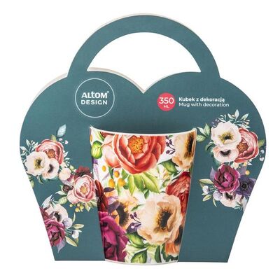 Kubek porcelanowy Anemon prosty 350 ml w opasce wielokolorowy