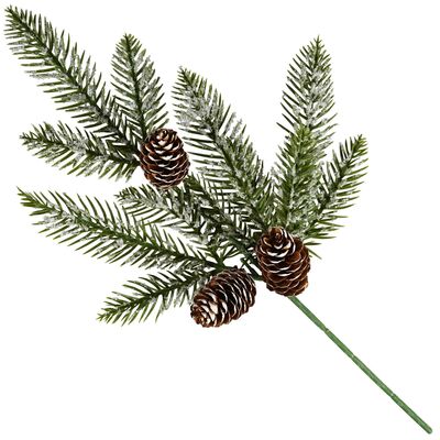 Gałązka świąteczna ośnieżona z szyszkami 6 cm