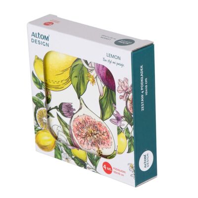 Zestaw 4 podstawek korkowych Lemon 10 x 10 cm color box wielokolorowy