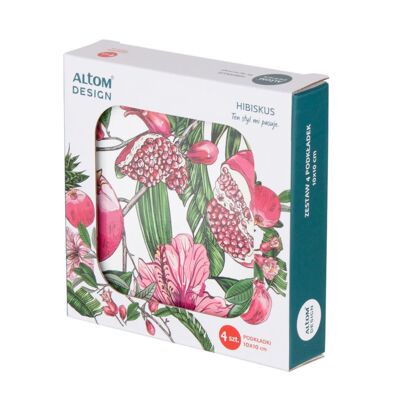 Zestaw 4 podstawek korkowych Hibiskus 10 x 10 cm color box wielokolorowy