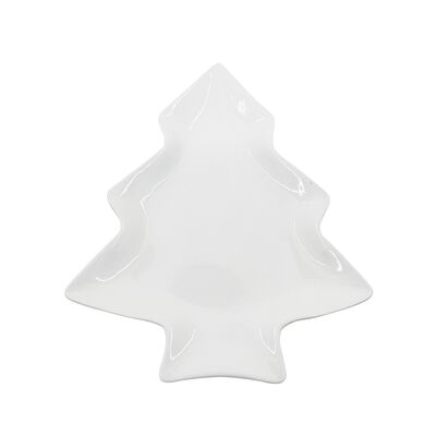 Naczynie porcelanowe choinka 19,5 x 16,5 x 2 cm biały