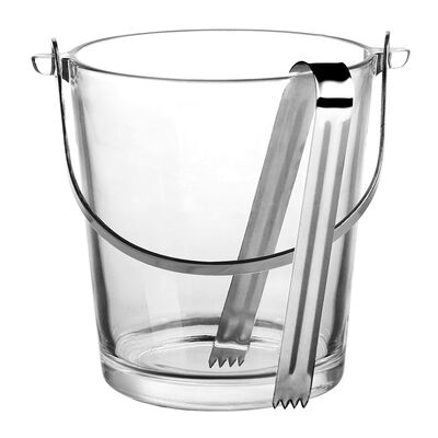 Wiaderko szklane do lodu 900 ml ze szczypcami