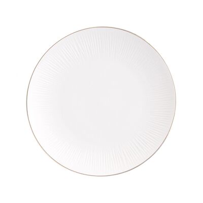 Talerz deserowy Alessia złota linia talerz porcelanowy 20,5 cm beżowy