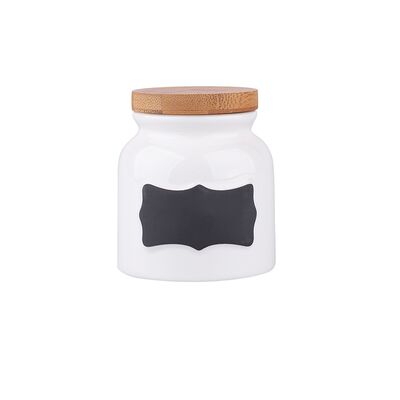 Słoiczek porcelanowy Regulat 200 ml 8 x 9 cm z bambusowym wieczkiem biały