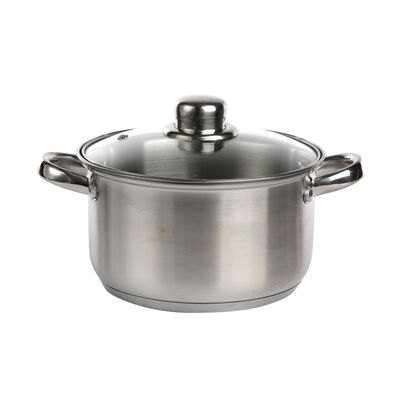 Garnek nierdzewny Fabio 18 cm 2,6 l z pokrywą szklaną srebrny