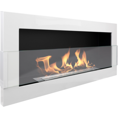 Biokominek 900 x 400 mm biały połysk z szybą