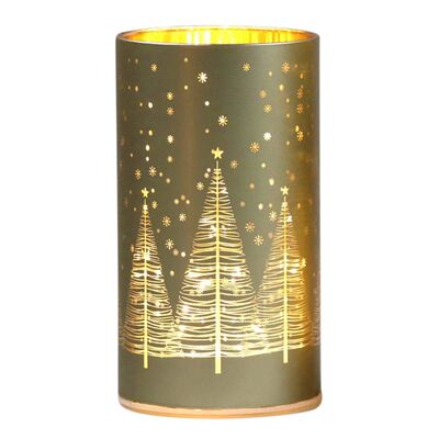 Szklana latarnia Led z timerem Gwiazdki 9 x 14 cm złoty