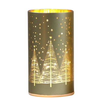Szklana latarnia Led z timerem Gwiazdki 9 x 16 cm złoty