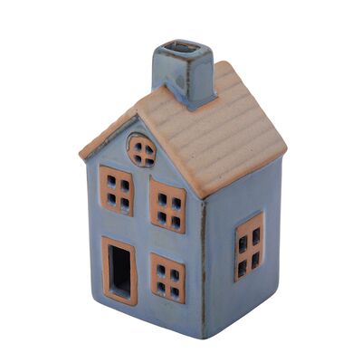 Domek porcelanowy led 6,5 x 6 x 11 cm niebieski