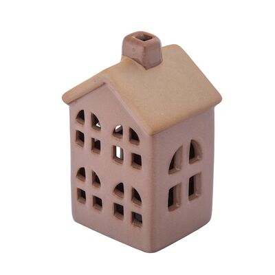 Domek porcelanowy led 6,5 x 6 x 11 cm brązowy