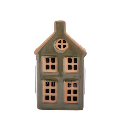 Domek porcelanowy led 6,5 x 6 x 11 cm khaki