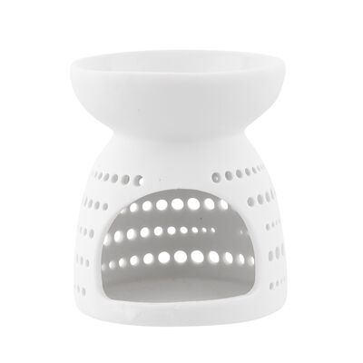 Kominek porcelanowy zapachowy dekorowany w kropki 7,5 x 7,5 x 9 cm biały