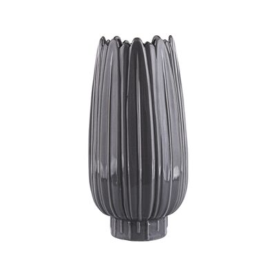 Wazon porcelanowy Relief 9,5 x 9,5 x 19 cm popielaty