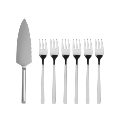 Zestaw widelczyki + łopatka do ciasta 7 elementów Como srebrny AMBITION