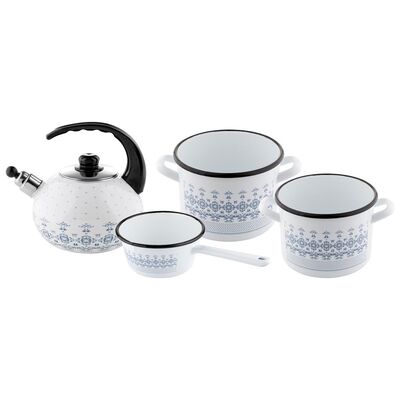 Komplet garnków emaliowanych prostych Majolica bez pokrywek 5-elementowy